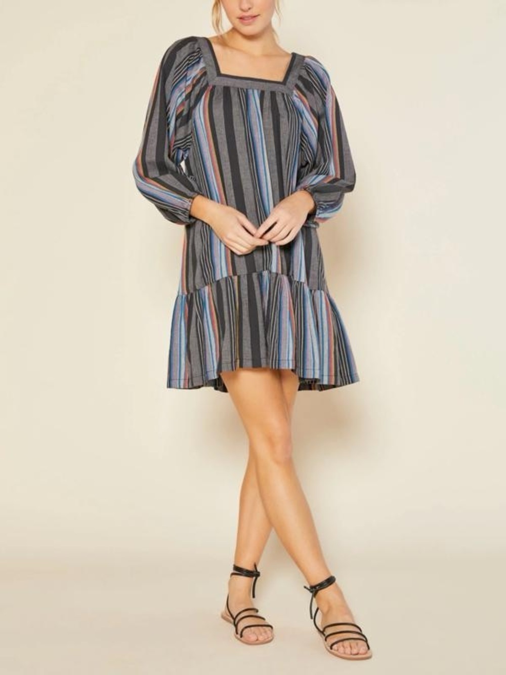 NWT Outerknown Miro Dress Square Neck Loose Fit Stripe Sz XS